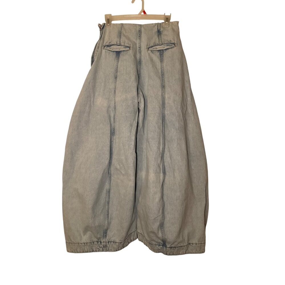 Zara ZW Collection High Waisted Balloon Leg Light Wash Pockets Jeans Size 4 - Picture 2 of 16